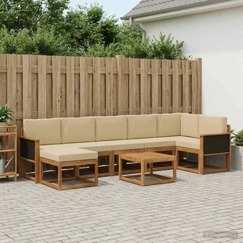 Lauko sofos komplektas 8 pcs Natūralus ir bežinis Poliesteris