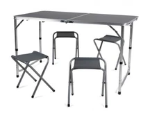 Sulankstomas turistinis stalas + 4 kėdės, 120 * 60 cm