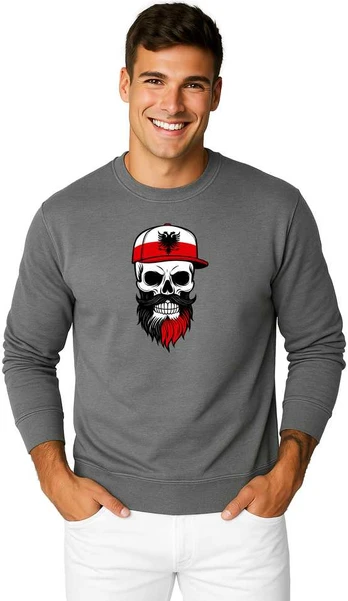 Vyriškas pilkas džemperis Poland skull cap