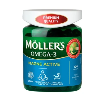 Maisto papildas Möller's Omega-3 Magne Active, 100 kapsulių