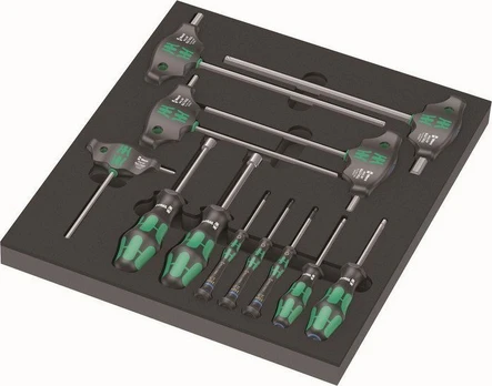 Wera 12 dalių įsukimo įrankių rinkinys su putplasčio įdėklu