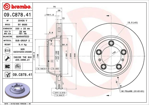 Stabdžių diskas BREMBO 09.C878.41