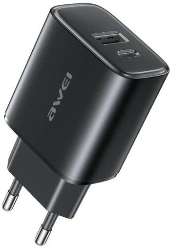Įkroviklis Awei PD85-EU 22.5W USB-A/USB-C juodas