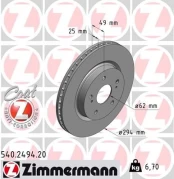Stabdžių diskas ZIMMERMANN 540.2494.20 kaina