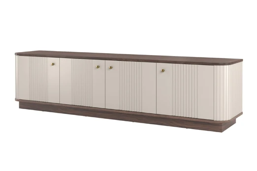 Tv Set Vesper 187 Cm - Cashmere / Nut / Gold Handles
