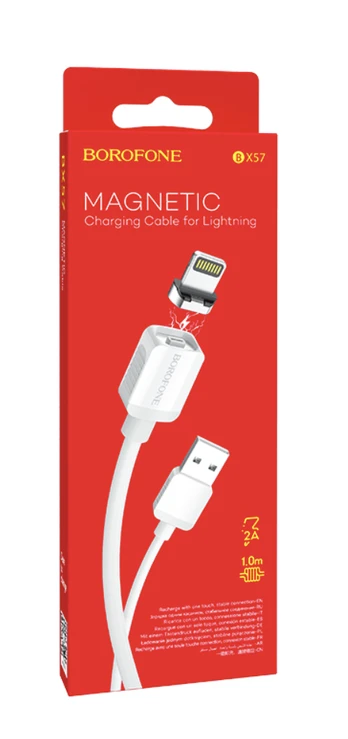 Borofone Magnetic BX57 Žaibo kabelis 100 cm baltas