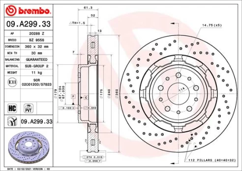 Stabdžių diskas BREMBO 09.A299.33
