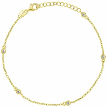 Brilio Silver Gold-plated anklet with zircons ANK107Y
