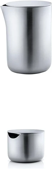 Blomus Basic 63620 pieno ąsotis su nerūdijančio plieno dangteliu + 63621 cukrinė su nerūdijančio plieno dangteliu Basic