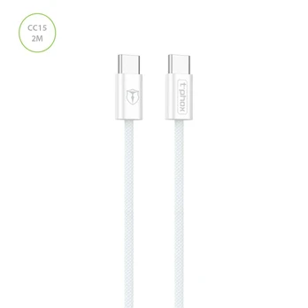 USB kabelis T-Phox KABELIS T-PHOX CC15 SERIJOS USB-C/USB-C 60W 3A 2M BALTA