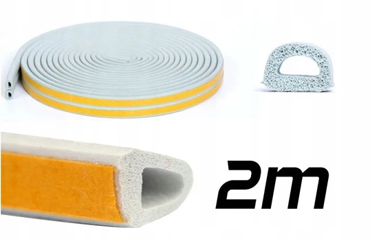 Durų langų sandariklis 9x6mm 2m baltas lipnus D tipo