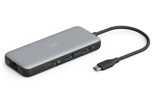 DIGITUS Docking USB-C->HDMI,USB3.0,RJ45,SD,MicroSD,CPD Alu s
