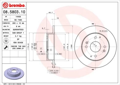 Stabdžių diskas BREMBO 08.5803.10