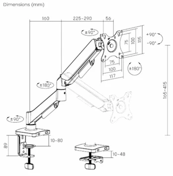 Laikiklis eSTUFF Single Gas Spring Monitorius Mount