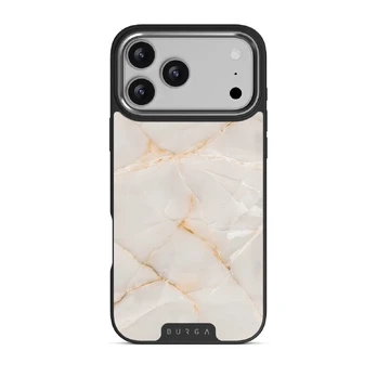 Vanilla Sand - Marble iPhone 17 Pro Max Case, Elite Dark (MagSafe) / Silver