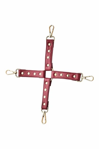 Blaze Elite Hogtie Red - Adjustable Bondage Restraint System, Gold Details