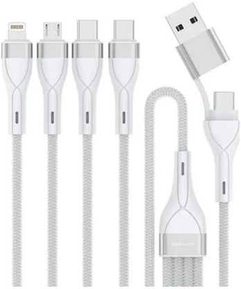 4smarts 4in2 USB-C Multi-Ladekabel 1,2m, baltas