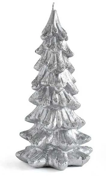 Mondex EGLĖS žvakė, figūrėlė, didelė, 11,5x21 cm, sidabrinis parafinas