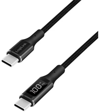 LogiLink USB 2.0 Type-C cable, C/M to USB-C/M, E-mark, PD, display, juodas, 1 m
