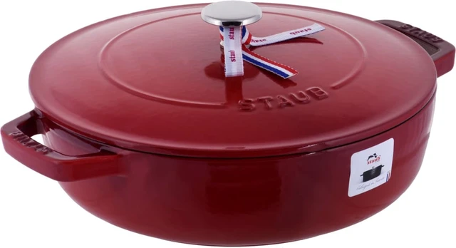 Staub deep braising pan with lid - 24 cm, Red