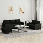 Sofa Sofos komplektas su pagalvėlėmis, 3 dalių, juodas, audinys kaina