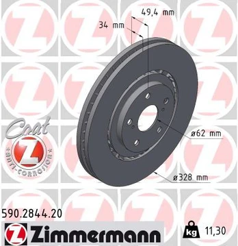 Stabdžių diskas ZIMMERMANN 590.2844.20