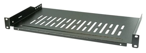 1U Rack 19 Shelf 250mm Perforated Black