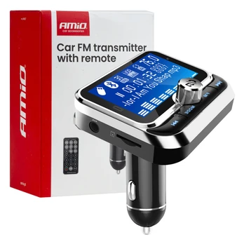 Transmiter automobilinis fm su pultu 2×usb-a 12v 24vamio-04657