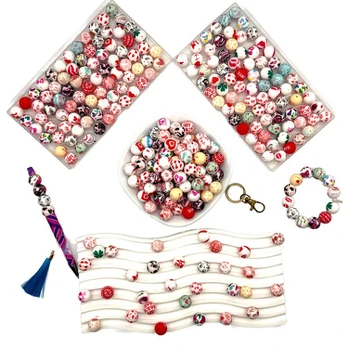 Silikono karoliukai rinkinys, Valentines Day series silicone beads 8