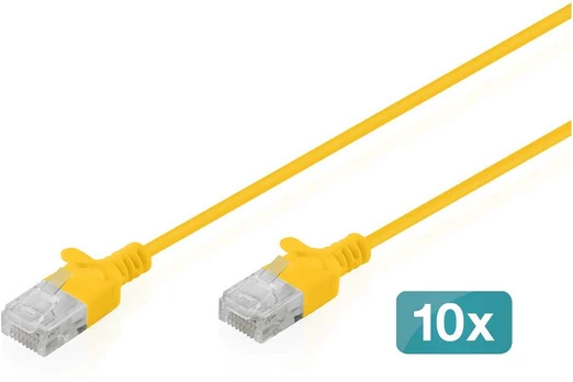 Digitus CAT 6 U-UTP Slim Patchkabel, 1,5 m, Geltona, 10 Stück