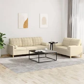 Sofa Sofos komplektas su pagalvėmis, 2 dalių, kreminis, audinys kaina