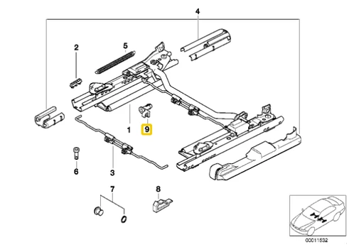 BMW E39 E60 E61 E38 E70 Sėdynės valdymo strypo spaustukas 8157406 52108157406