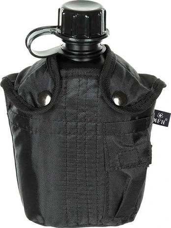 Plastikinė gertuvė su dėklu MFH, juoda, 1l
