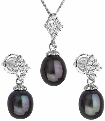 Evolution Group Luxury peacock sidabrinis river pearl set 29018.3 (earrings, chain, pendant)