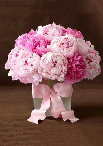 Wizardi Deimantinis paveikslas Peonies with Ribbon WD003 27*38 cm