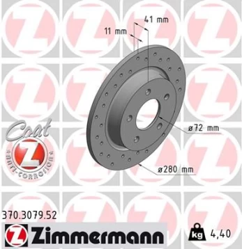 Stabdžių diskas ZIMMERMANN 370.3079.52