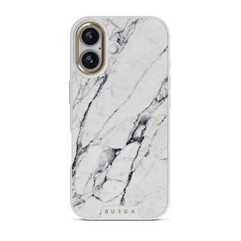 Satin White - Marble iPhone 17 Case, Elite Light (MagSafe) / Gold