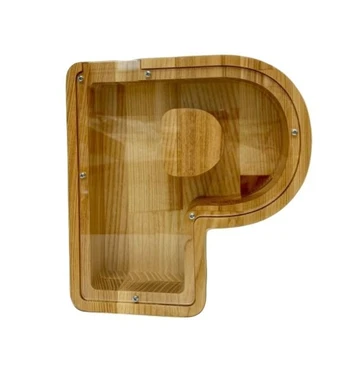 Didelė medinė taupyklė raidė „P“ (34 cm)