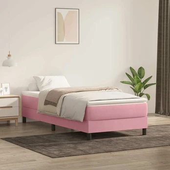 Box Spring Lova be čiužinio Rožinė 100x220 cm aksomas