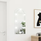 vidaXL Veidrodis su LED lemputėmis, 90x45cm, stiklas, arkos formos kaina