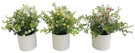 Dirbtinis eukaliptas su gipsofila vazone 21 cm, 12x12x21 cm, LITO