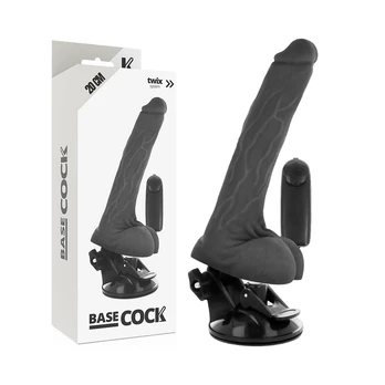 BASECOCK - Realistiškas juodas vibratorius su nuotoliniu vald