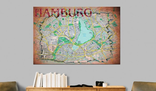 Artgeist Kamštinis paveikslas - Hamburg [Cork Map]