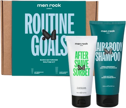 MenRock Men Rock ROUTINE GOALS Basic Grooming Routine Kit Plaukų ir odos priežiūros priemonių rinkinys vyrams, 1vnt