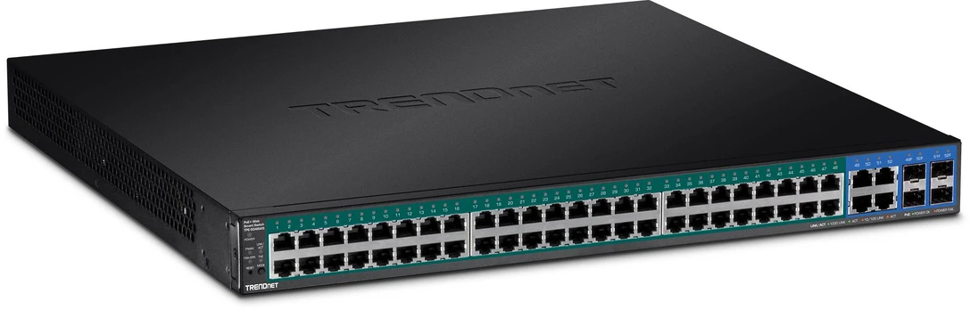 Šakotuvas TRENDnet Switch 52 Port Gbit Valdomas PoE+ 740W WebSmart 19"
