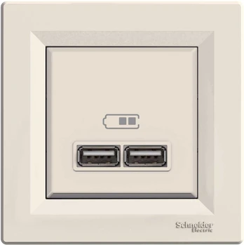 Schneider Electric Usb kontaktligzda asfora 2.1a krem