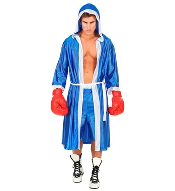 „BOXEUR“ mėlyna (apsiaustas su gobtuvu ir diržu, šortai)