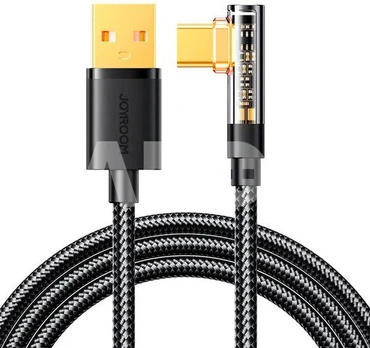 Joyroom USB C cable angled - USB for fast charging and data transfer 3A 1.2 m black (S-UC027A6)