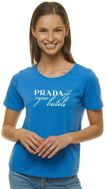 Moteriški mėlyni marškinėliai Prada