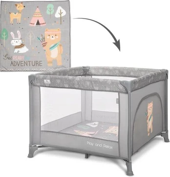 Maniežas Lorelli Play and Relax, Grey Adventure, 100x100x75 cm